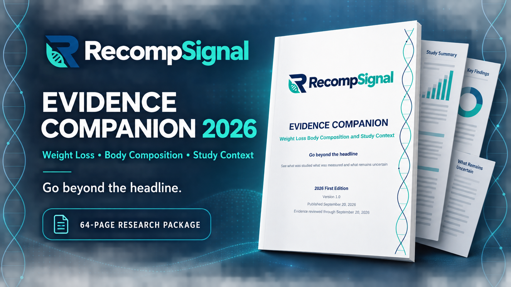 RecompSignal Evidence Companion 2026 cover and supporting research tools