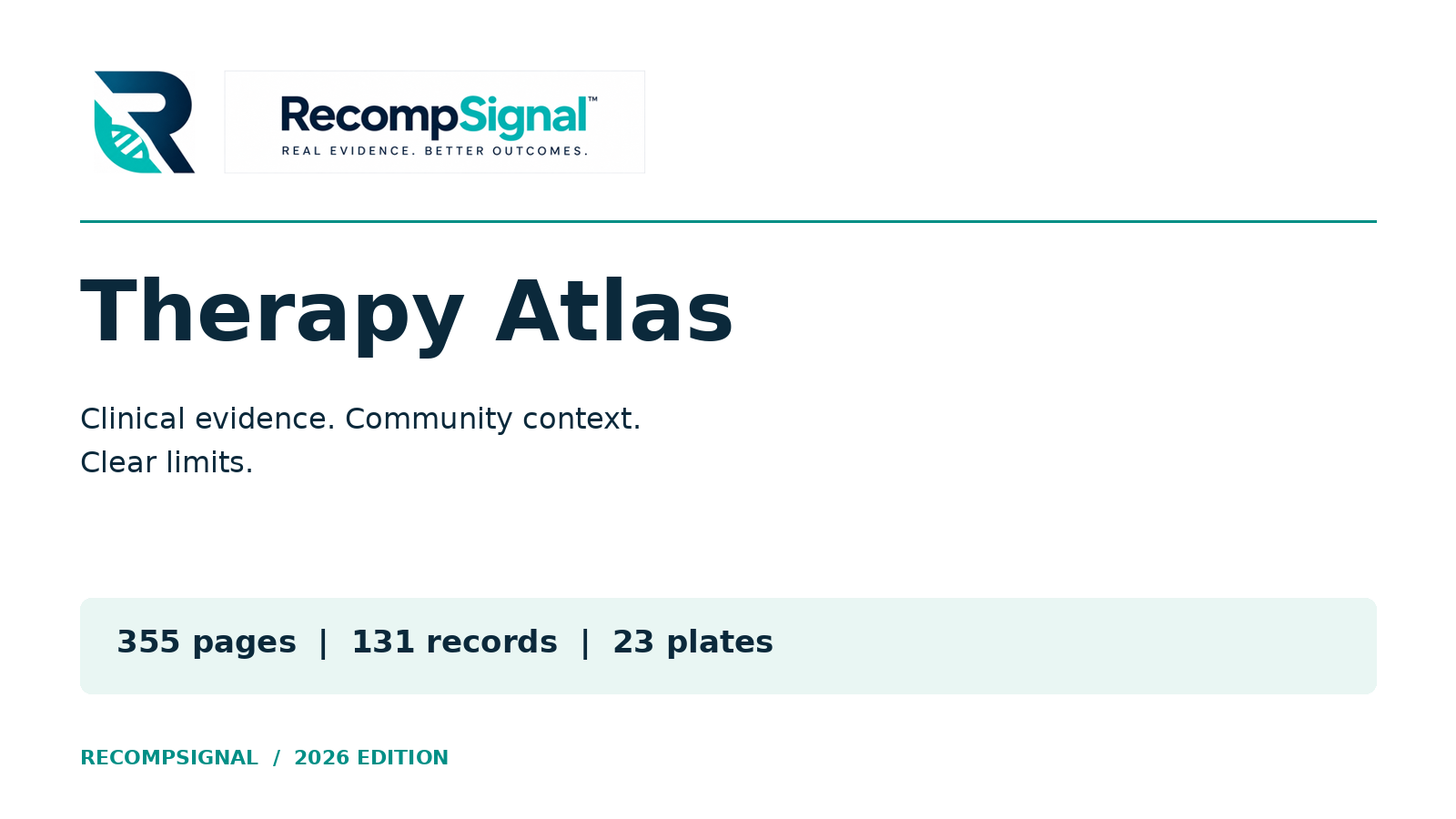 RecompSignal Therapy Atlas October 2026 edition cover